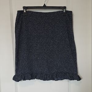 LOFT Navy Polka Dot A-Line Skirt